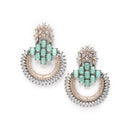 Rose Gold-Plated Gunmetal Toned American Diamond Studded Circular Chandbali Earrings