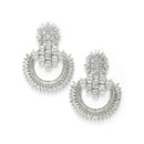 Rhodium-Plated American Diamond Studded Circular Chandbali Earrings