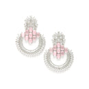 Rhodium-Plated American Diamond Studded Circular Chandbali Earrings