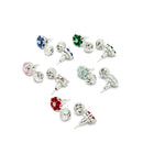 Set of 5 Rhodium Plated American Diamond Studded Floral Drop Earrings For Girls and Women