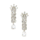 Rhodium-Plated with Silver-Toned White American Diamond Studded Necklace & Earrings Jewellery Set