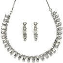 Rhodium-Plated with Silver-Toned White American Diamond Studded Jewellery Set