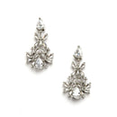 Rhodium-Plated with Silver-Toned Floral and Pear Design White American Diamond Studded Jewellery Set