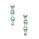 Rhodium-Plated with Silver-Toned Sea Green American Diamond Studded Jewellery Set