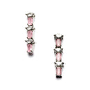 Rhodium-Plated with Silver-Toned Pink American Diamond Studded Jewellery Set