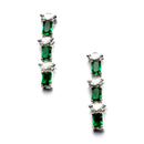 Rhodium-Plated with Silver-Toned Green American Diamond Studded Jewellery Set
