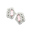 Rhodium-Plated with Silver-Toned White and Pink American Diamond Studded Jewellery Set