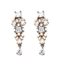 Rose Gold-Plated Leaf Design Rose Black and White American Diamond Studded Jewellery Set