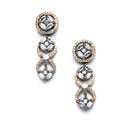 Rose Gold-Plated Circular and Leaf Design Rose Black American Diamond Studded Jewellery Set