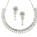 Rhodium-Plated with Silver-Toned White American Diamond Studded Jewellery Set