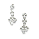 Rhodium Plated Silver Toned Floral Motif White AD Studded Necklace Set & Matching Earrings