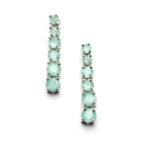 Rhodium-Plated with Silver-Toned Sea Green American Diamond Studded Jewellery Set