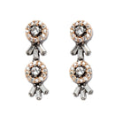 Rose Gold-Plated Rose Black American Diamond Studded Jewellery Set