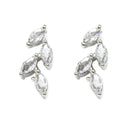 Rhodium-Plated with Silver-Toned Leaf Design White American Diamond Studded Jewellery Set