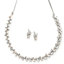 Rose Gold-Plated Leaf Design Rose Black and White American Diamond Studded Jewellery Set
