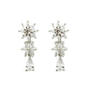 Rhodium-Plated with Silver-Toned Floral Design White American Diamond Studded Jewellery Set
