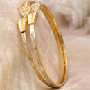 Gold-Plated Heart Shaped White American Diamond studded Bangle Bracelets (Set Of 2)