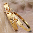 Gold Plated Minimal Design Drop CZ Studded Cuff Bracelet Set Of 2