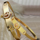 Zeneme Gold Plated Minimal Design Drop CZ Studded Cuff Bracelet Set Of 2