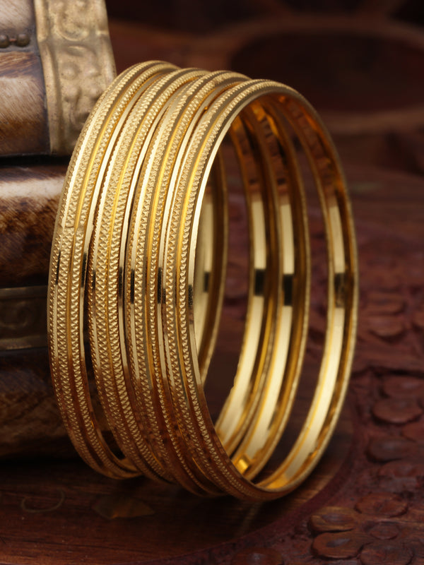 Set Of 4 Gold-Plated Traditional Handcrafted Classic Designer Bangles