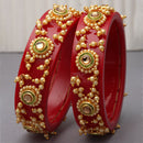 Set Of 2 Gold-Plated Champagne Pearls Handcrafted Non Allergic Bangles