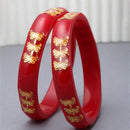 Set Of 2 Gold-Plated Butterfly Engraved Handcrafted Non Allergic Bangles