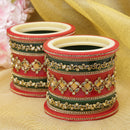 Gold Plated Kundan Studded Set Of 18 Traditional Bangle Set