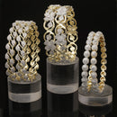 Set Of 6 Gold-Plated White American Diamond studded Dual Toned Multi Design Bangles
