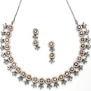 Rose Gold-Plated Rose Black American Diamond Studded Jewellery Set
