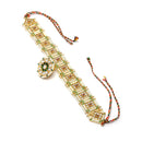 Gold-Plated Round Green & White Kundan & Cubic Zirconia Studded Borla Style Sheeshphool
