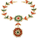 Gold-Plated White & Red Stones and Beads studded Borla Style Sheeshphool