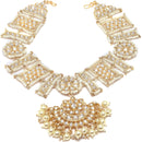 Gold-Plated White Kundan studded Crescent Shaped Sheeshphool