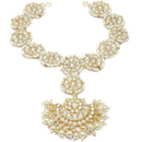 Gold-Plated White Kundan studded Crescent Shaped Sheeshphool