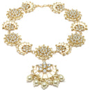 Gold-Plated White Kundan studded Crescent Shaped Sheeshphool