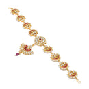 Gold-Plated Red Kundan studded Crescent Shaped Sheeshphool