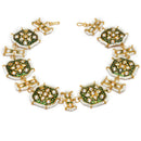 Gold-Plated Green Kundan Studded Hexagonal MathaPatti