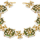 Gold-Plated Green Kundan Studded Hexagonal MathaPatti
