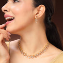 Gold Plated Oval Shaped White American Diamond Studded Jewellery Set