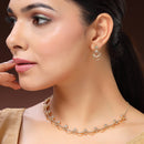 Gold Plated Rose Shaped White American Diamond Studded Jewellery Set