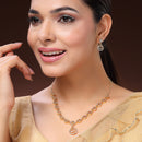 Gold Plated Spiral Shaped White American Diamond Studded Necklace With Earrings Jewellery Set