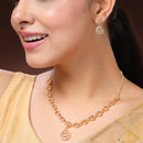 Gold Plated Spiral Shaped White American Diamond Studded Necklace With Earrings Jewellery Set