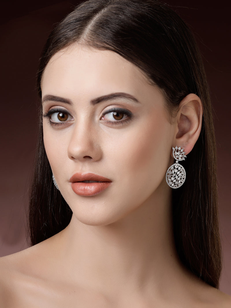 Rhodium Plated Tiny Tear Drops White American diamond Small Drop Earrings