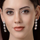 Rhodium Plated Silver Toned with White American Diamonds Dangler earrings