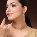 Rose Gold Plated Triangular Shaped White American Diamond Studded Jewellery Set