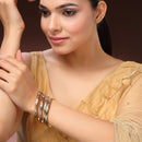 Gold Plated Dual Toned Traditional Engraved Design Bangles Set Of 4