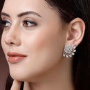 Rhodium Plated with Tiny White American Diamonds Stud Earrings