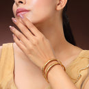 Gold Plated Traditional Contemproray Butterfly Engraved Bangles Set Of 2