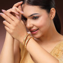 Gold Plated Traditional Contemproray Butterfly Engraved Bangles Set Of 2