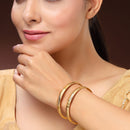 Gold Plated Classic Floral Engraved Bangles Set Of 2