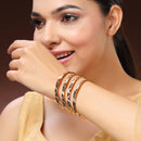 Gold Plated Dual Toned Traditional Contemporary Engraved Design Bangles Set Of 4